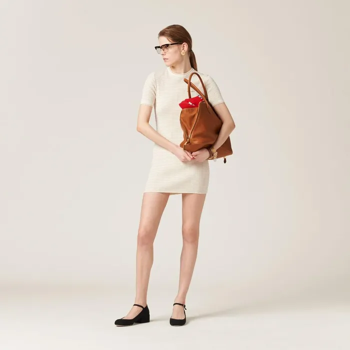 Women Knitwear Miu Miu Cotton Dress Ivorybeige Women Knitwear Miu Miu Cotton Dress Ivorybeige