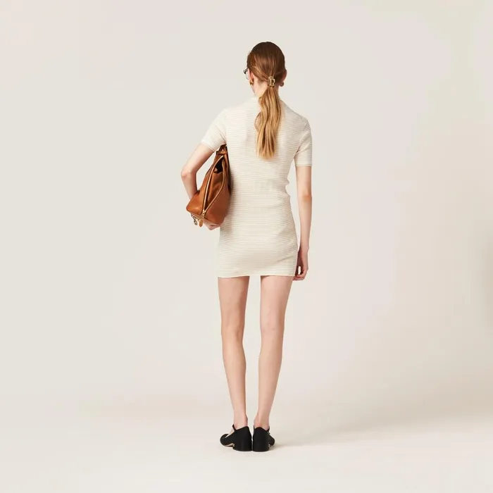 Women Knitwear Miu Miu Cotton Dress Ivorybeige Women Knitwear Miu Miu Cotton Dress Ivorybeige