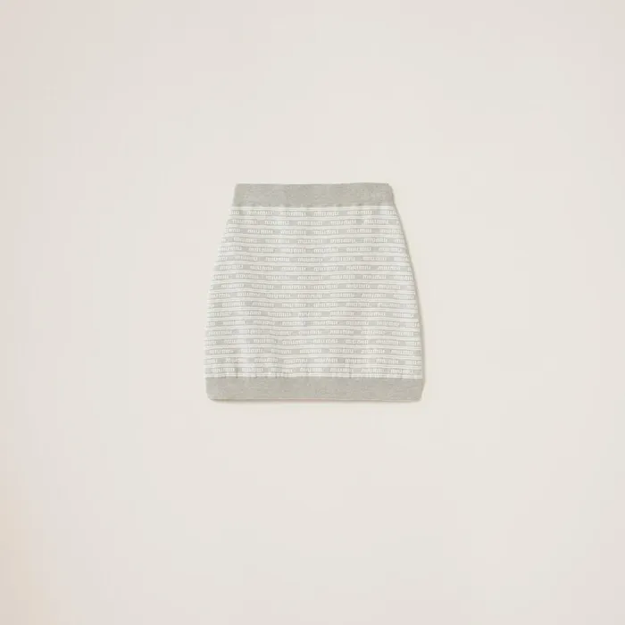 Women Knitwear Miu Miu Cotton Miniskirt Marble Graytan