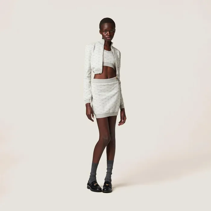 Women Knitwear Miu Miu Cotton Miniskirt Marble Graytan Women Knitwear Miu Miu Cotton Miniskirt Marble Graytan