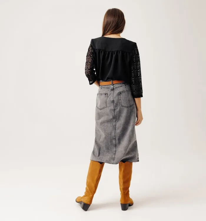 Women Lace Detail Shirt 8211 Black Promod Shirts And Tunics Women Lace Detail Shirt 8211 Black Promod Shirts And Tunics