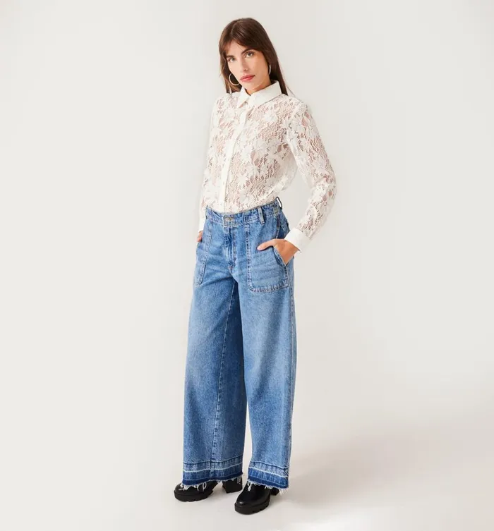 Women Lace Shirt 8211 Ecru Promod Shirts And Tunics
