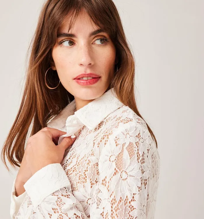 Women Lace Shirt 8211 Ecru Promod Shirts And Tunics Women Lace Shirt 8211 Ecru Promod Shirts And Tunics