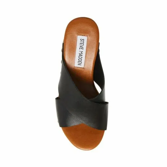 Women LACEY BLACK LEATHER Black Leather Steve Madden Heels Women LACEY BLACK LEATHER Black Leather Steve Madden Heels