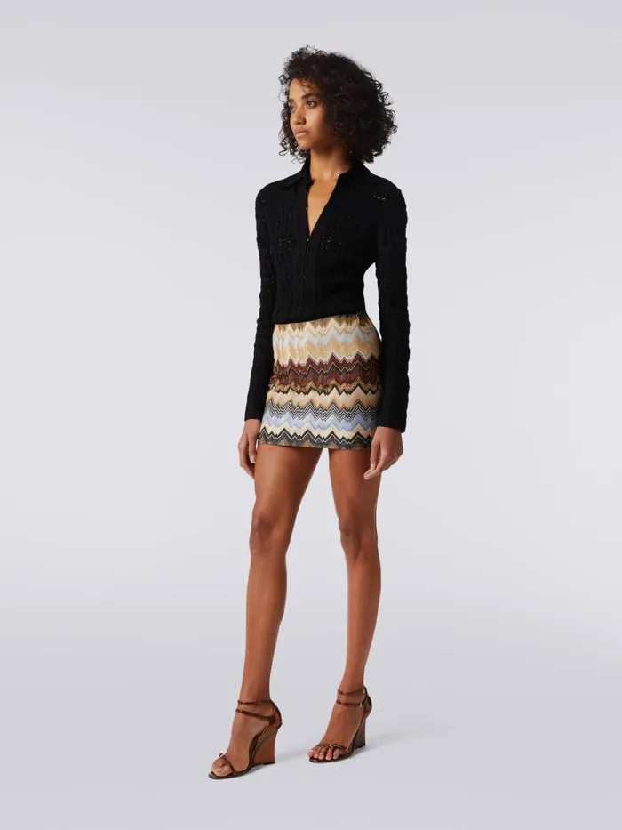 Women Lam Viscose Miniskirt With Chevron Pattern Multicoloured Missoni Skirts Women Lam Viscose Miniskirt With Chevron Pattern Multicoloured Missoni Skirts
