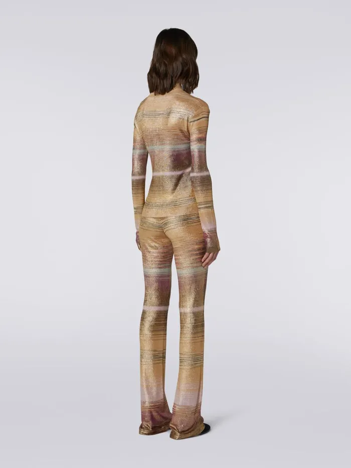 Women Lam Viscose Slub Square Neckline Pullover Multicoloured Missoni Tshirts And Tops