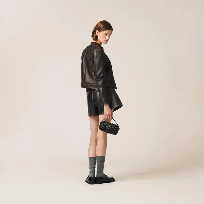 Women Leather Miu Miu Nappa Leather Jacket Sandcoffee Women Leather Miu Miu Nappa Leather Jacket Sandcoffee