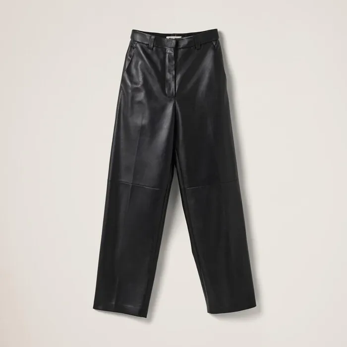 Women Leather Miu Miu Nappa Leather Pants Black