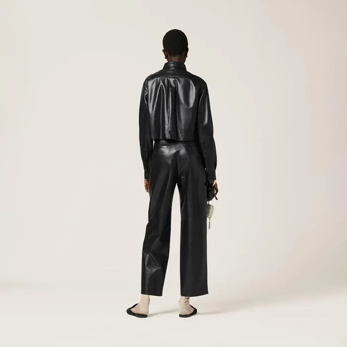 Women Leather Miu Miu Nappa Leather Pants Black Women Leather Miu Miu Nappa Leather Pants Black