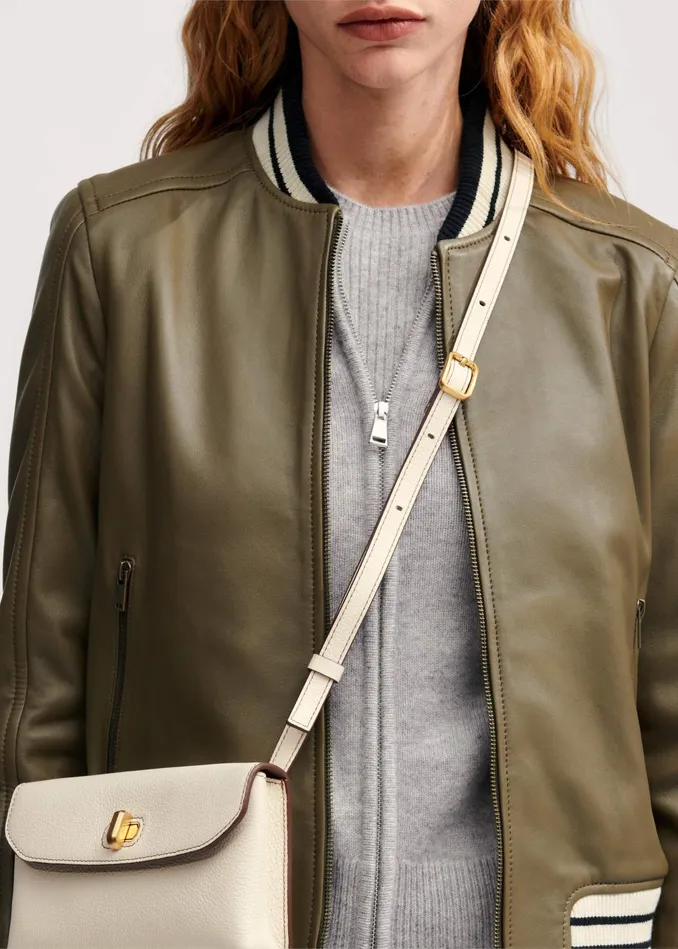 Women Leather Varsity Bomber Jacket Caper MEEM