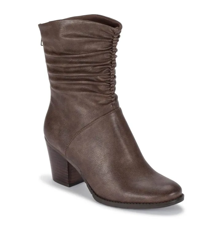 Women Leslie Block Heel Slouch Boot Dark Taupe Baretraps Booties