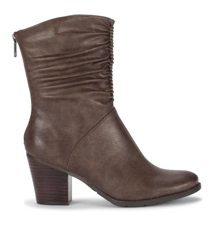 Women Leslie Block Heel Slouch Boot Dark Taupe Baretraps Booties