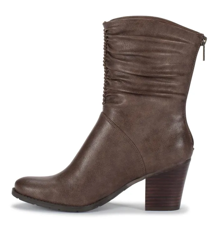 Women Leslie Block Heel Slouch Boot Dark Taupe Baretraps Booties