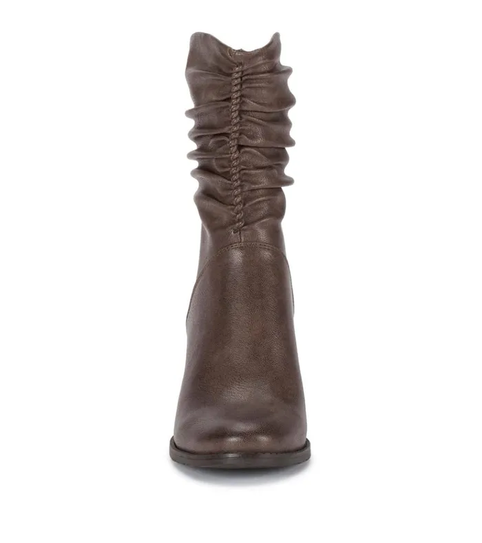 Women Leslie Block Heel Slouch Boot Dark Taupe Baretraps Booties