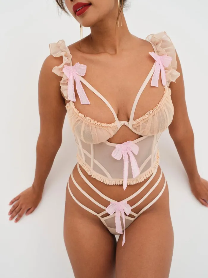 Women Lingerie For Love and Lemons Akeria Thong Panty Pink Women Lingerie For Love and Lemons Akeria Thong Panty Pink