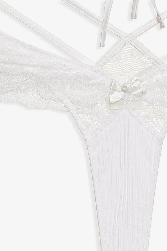 Women Lingerie For Love and Lemons Dahlia Thong Panty White Women Lingerie For Love and Lemons Dahlia Thong Panty White