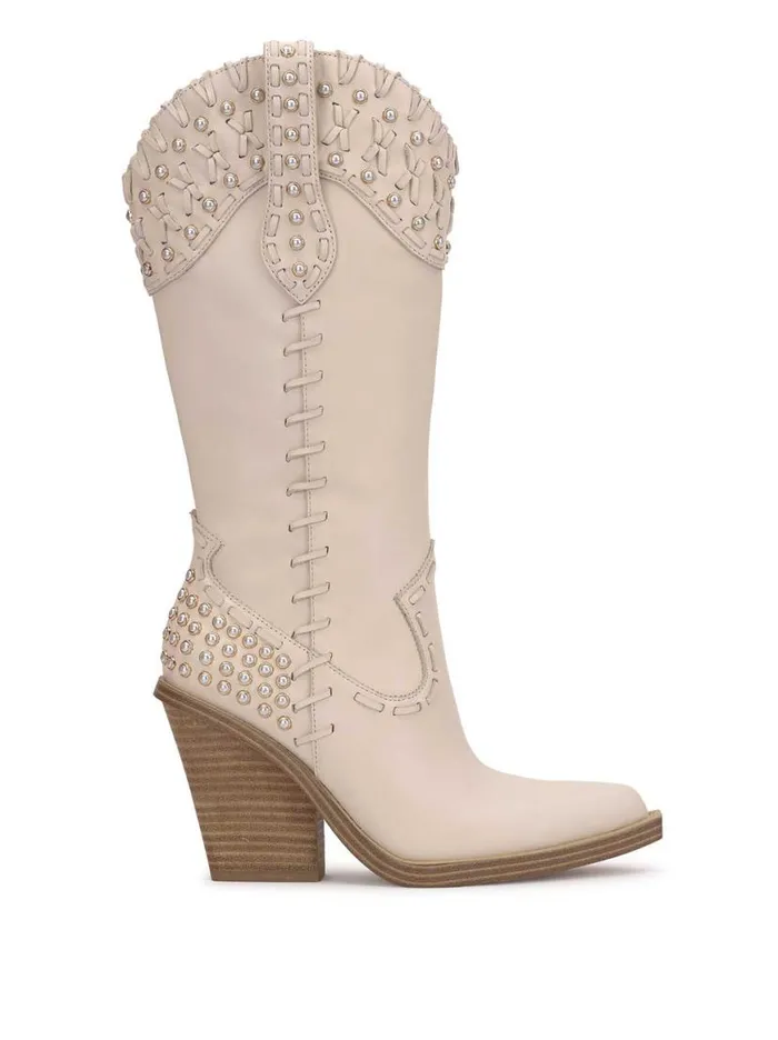 Women Liselotte Studded Western Boot In Chalk Jessica Simpson Boots and Booties