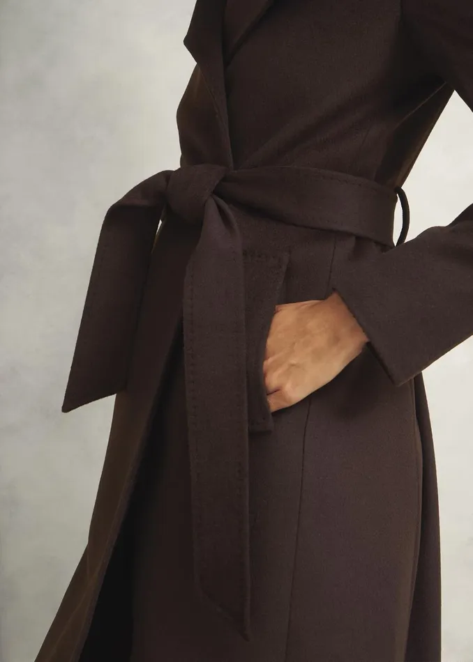 Women Livia Wool Coat With Faux Fur Alder Brown Hobbs Coats and Jackets