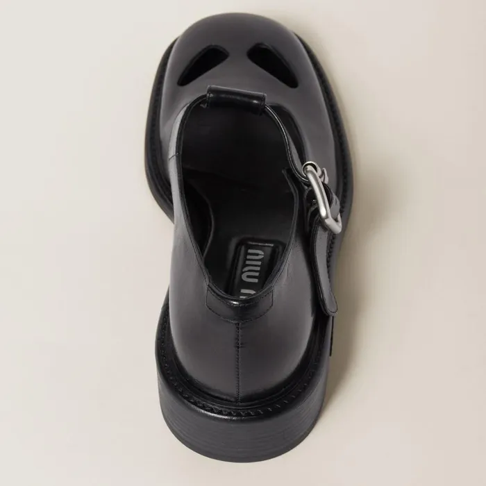 Women Loafers And LaceUps Miu Miu Leather Tbar Shoes Black Women Loafers And LaceUps Miu Miu Leather Tbar Shoes Black