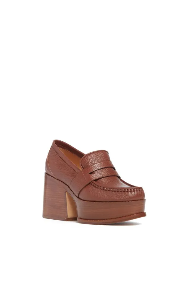 Women Loafers Gabriela Hearst Augusta Platform Loafer In Cognac Leather