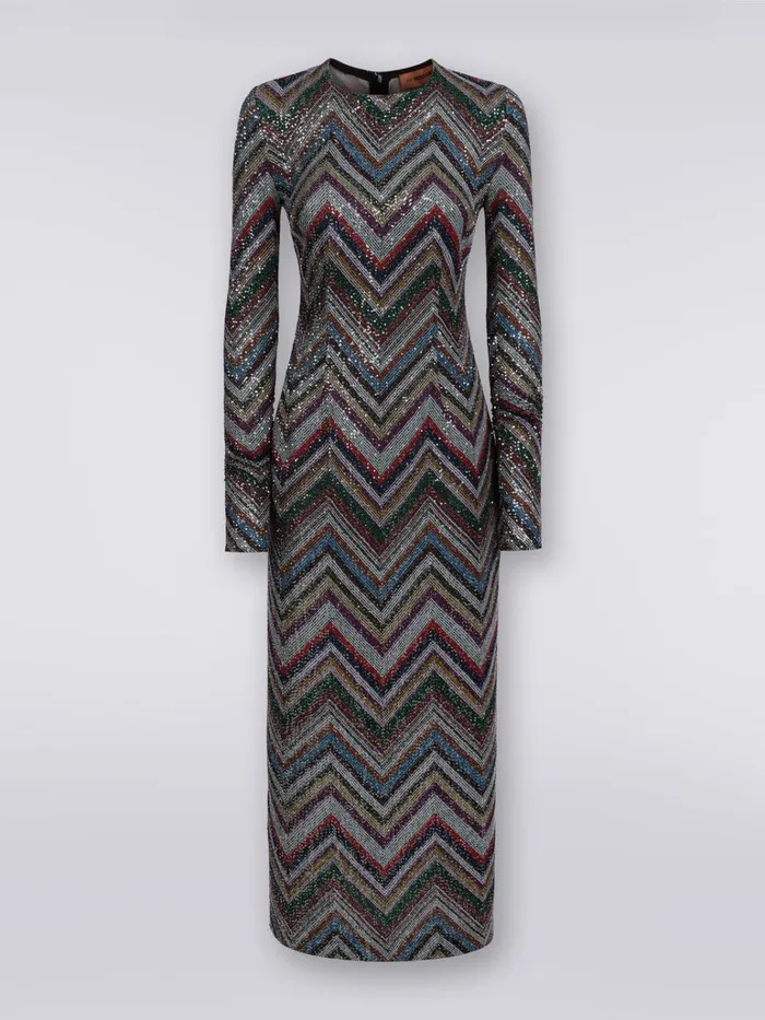 Women Long Dress In Viscose Blend With Zigzag And Sequins Multicoloured Missoni Dresses Women Long Dress In Viscose Blend With Zigzag And Sequins Multicoloured Missoni Dresses