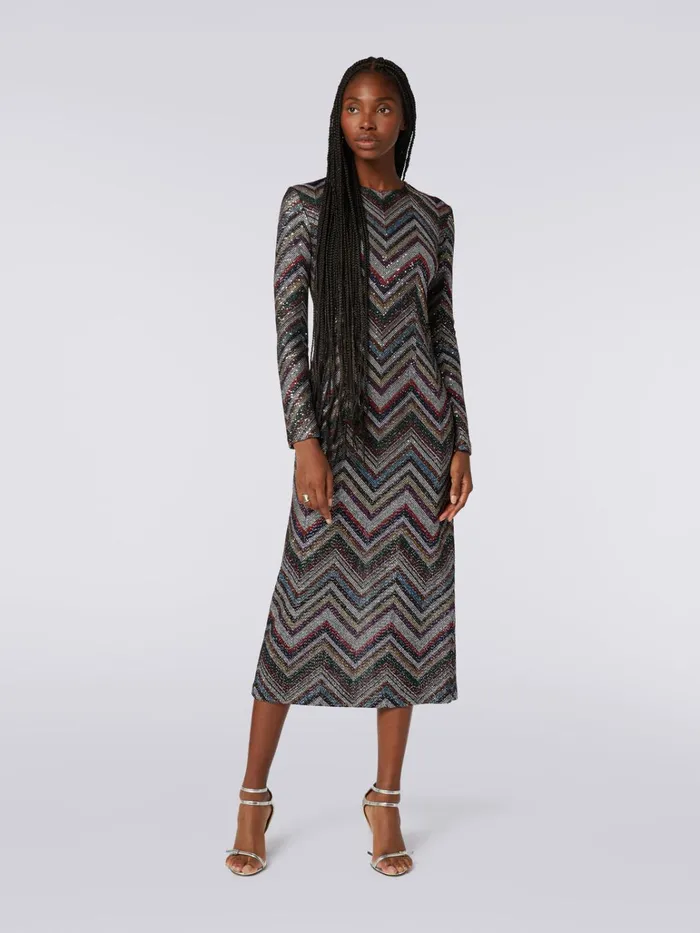 Women Long Dress In Viscose Blend With Zigzag And Sequins Multicoloured Missoni Dresses Women Long Dress In Viscose Blend With Zigzag And Sequins Multicoloured Missoni Dresses