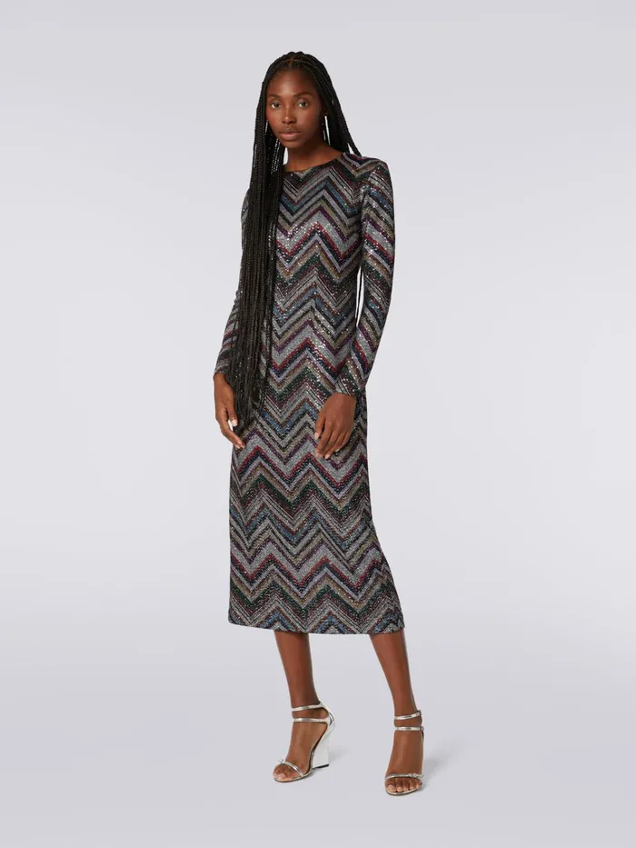 Women Long Dress In Viscose Blend With Zigzag And Sequins Multicoloured Missoni Dresses Women Long Dress In Viscose Blend With Zigzag And Sequins Multicoloured Missoni Dresses