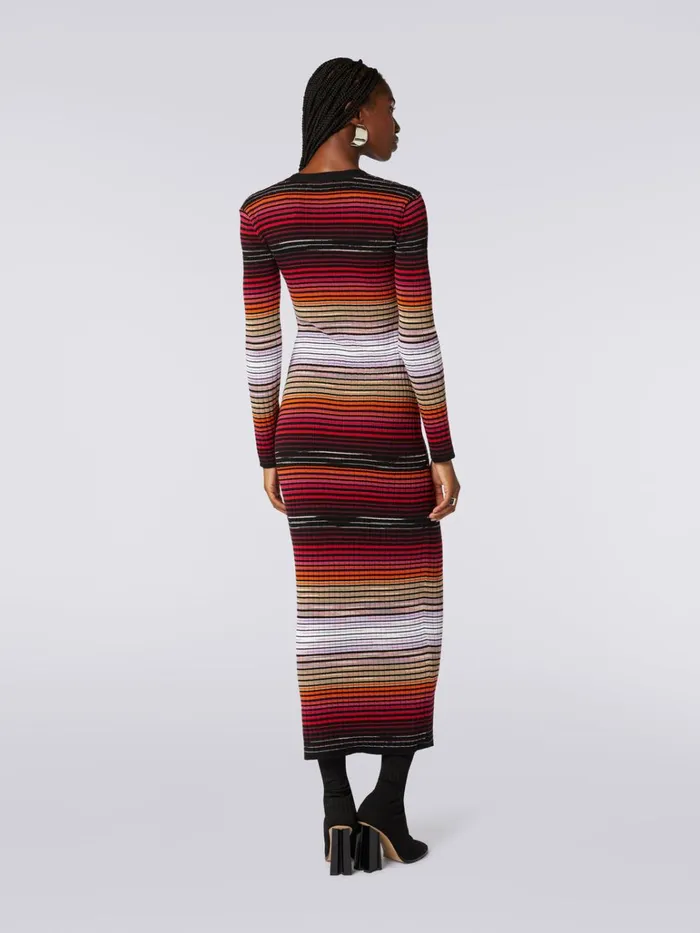 Women Long Dress With Square Neckline In Striped Cotton And Viscose Multicoloured Missoni Dresses Women Long Dress With Square Neckline In Striped Cotton And Viscose Multicoloured Missoni Dresses