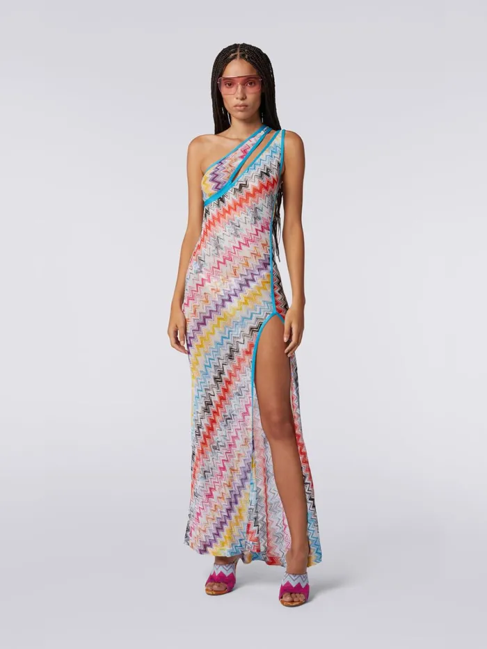 Women Long OneShoulder Cover Up Multicoloured Missoni Beachwear