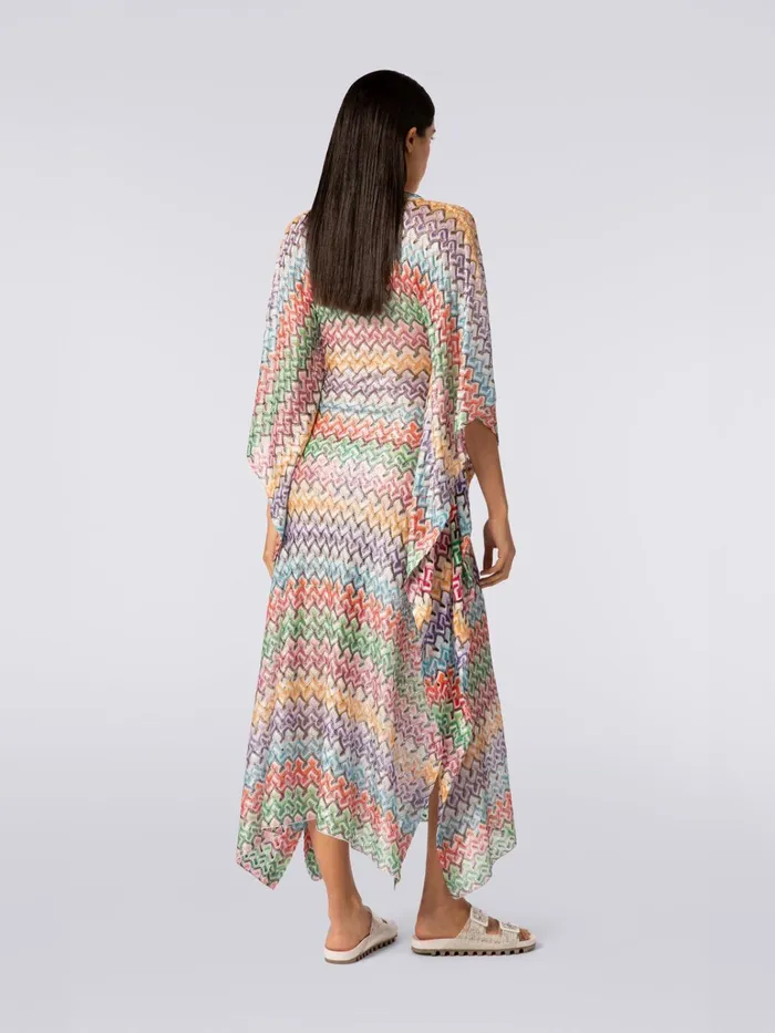 Women Long Viscose Knit Kaftan Cover Up Multicoloured Missoni Beachwear