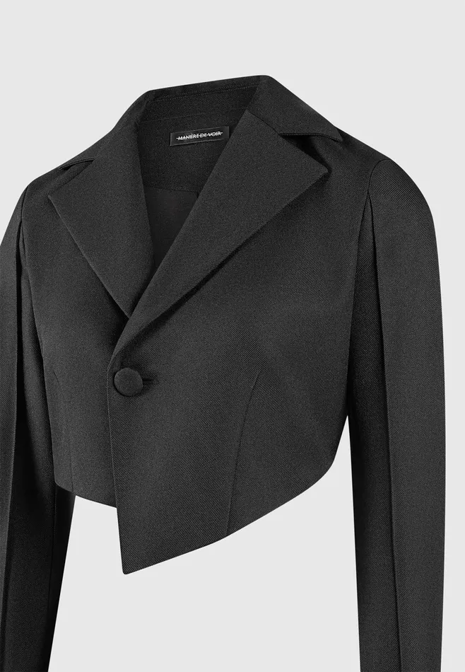 Women Manire De Voir Asymmetric Tailored Cropped Blazer Black