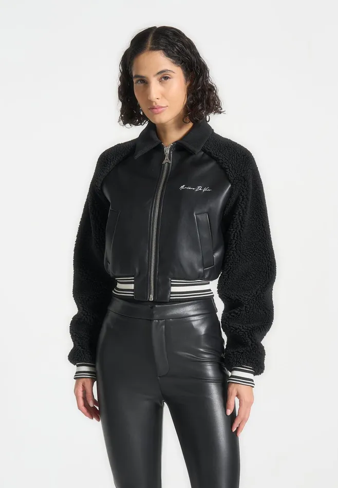 Women Manire De Voir Borg Varsity Jacket Black