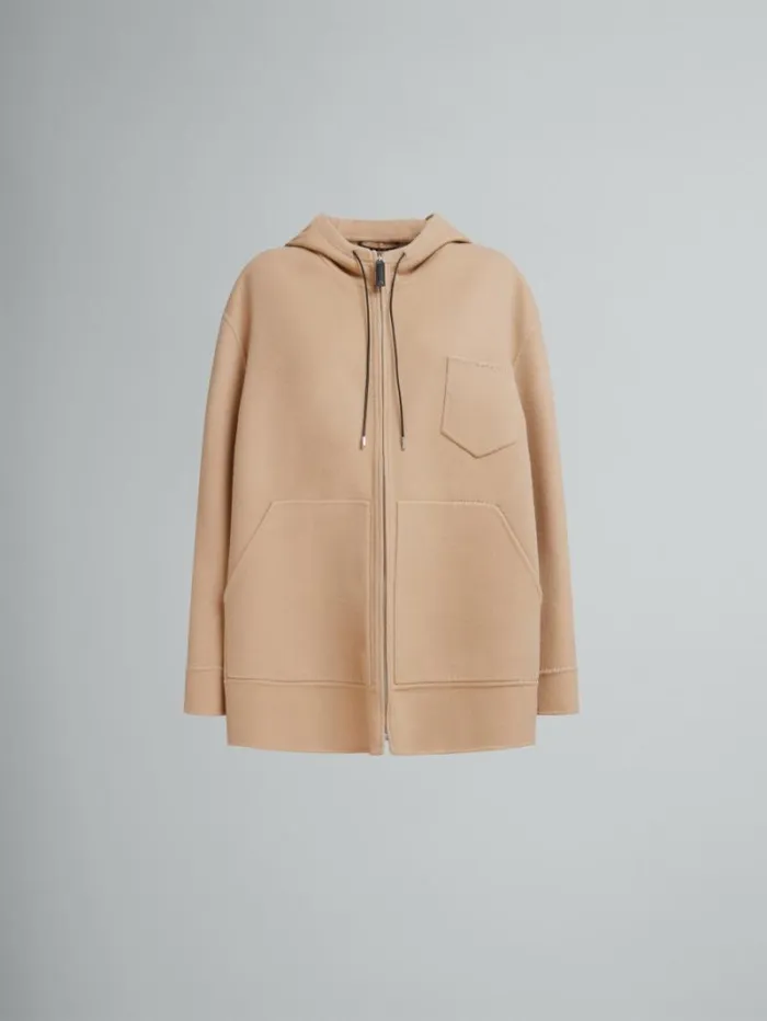 Women Marni Coats and Jackets Beige WoolCashmere Parka With Marni Mending