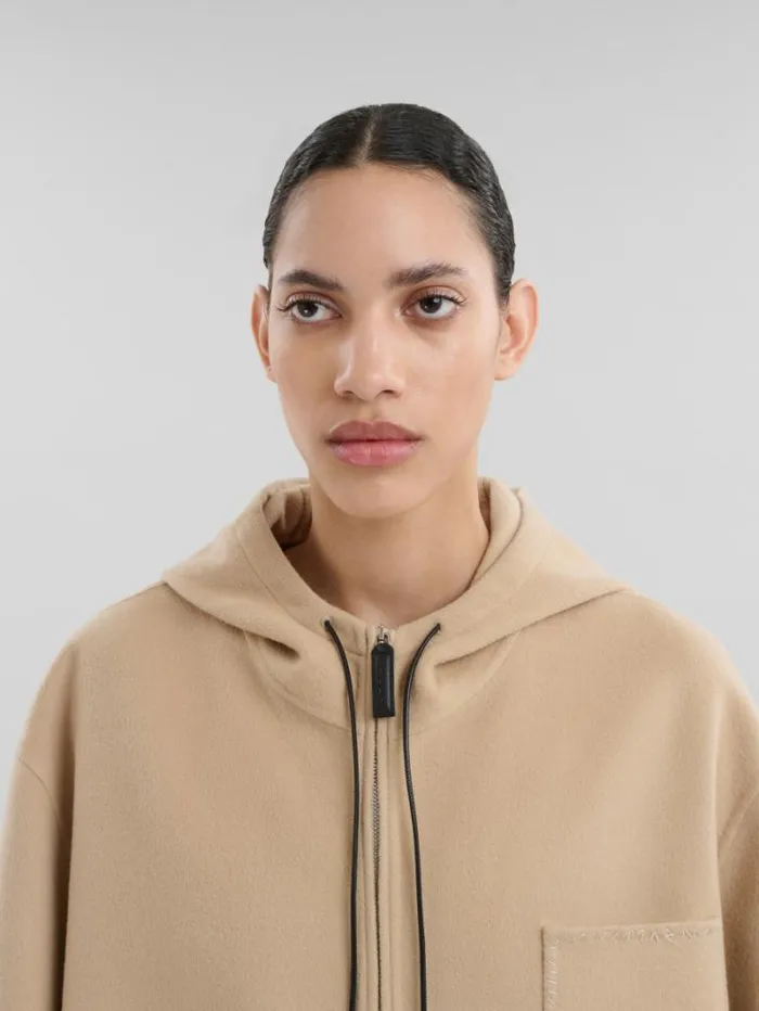 Women Marni Coats and Jackets Beige WoolCashmere Parka With Marni Mending