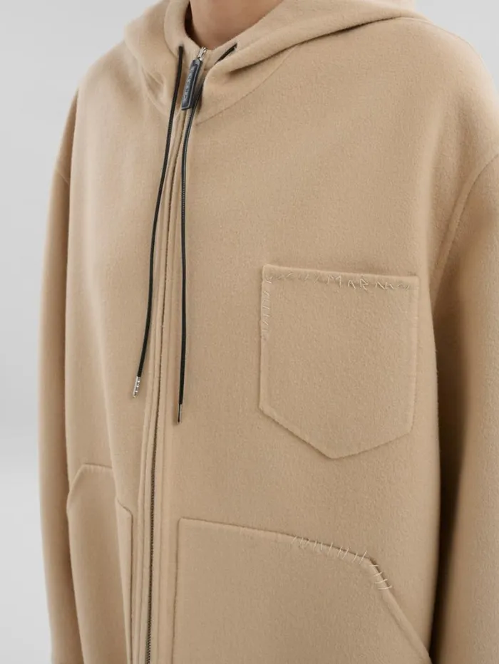 Women Marni Coats and Jackets Beige WoolCashmere Parka With Marni Mending