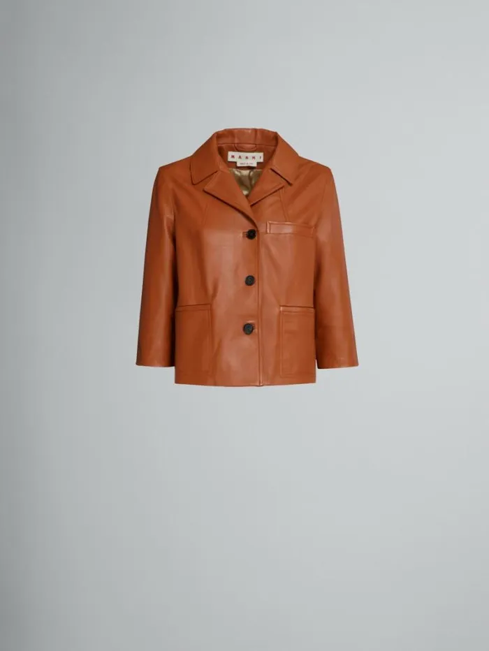 Women Marni Coats and Jackets Brown Nappa Leather Jacket