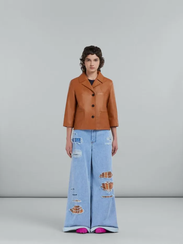 Women Marni Coats and Jackets Brown Nappa Leather Jacket