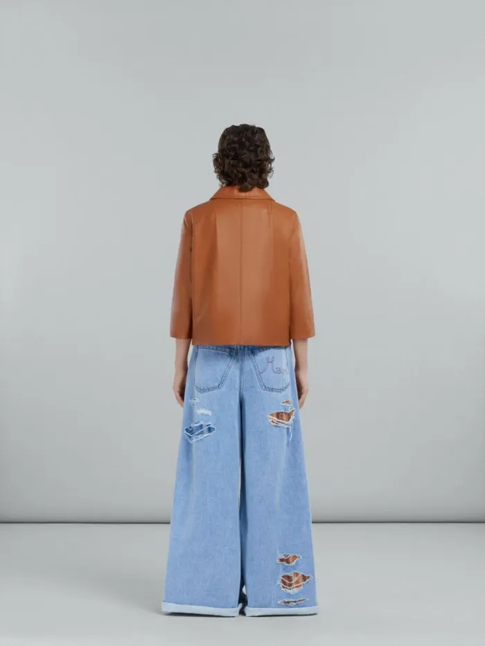 Women Marni Coats and Jackets Brown Nappa Leather Jacket