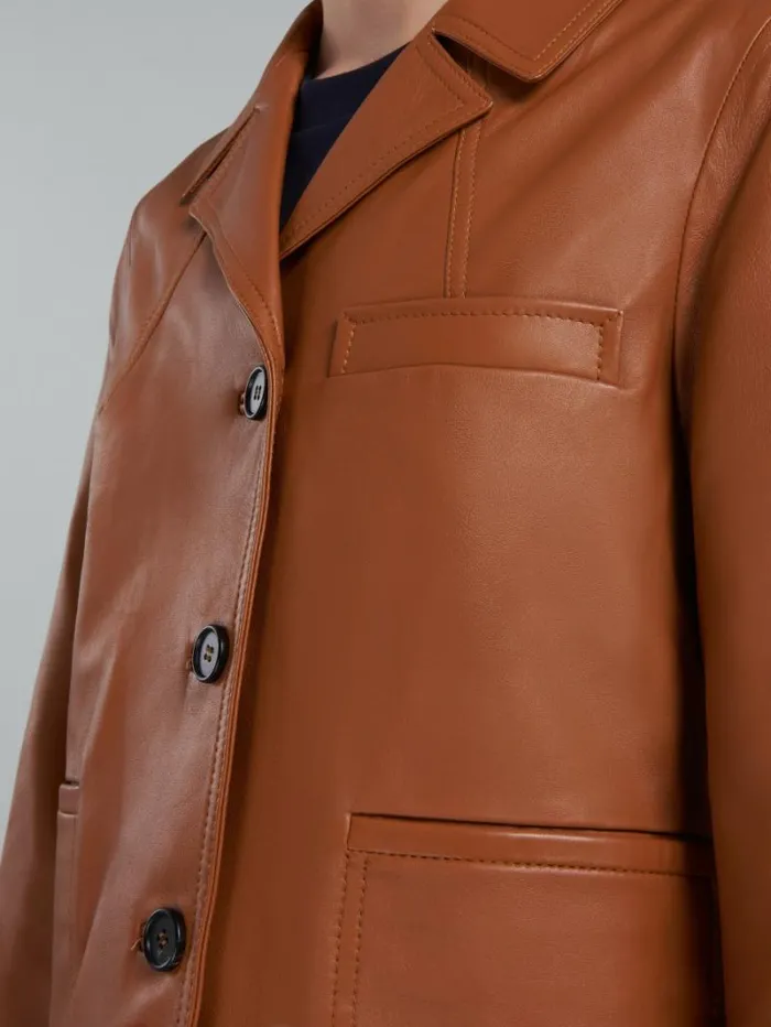 Women Marni Coats and Jackets Brown Nappa Leather Jacket