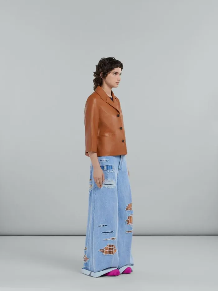 Women Marni Coats and Jackets Brown Nappa Leather Jacket