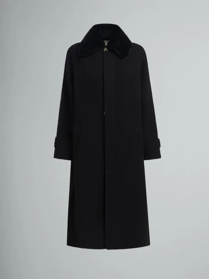 Women Marni Coats and Jackets Wool And Cashmere Coat With Shearling Collar