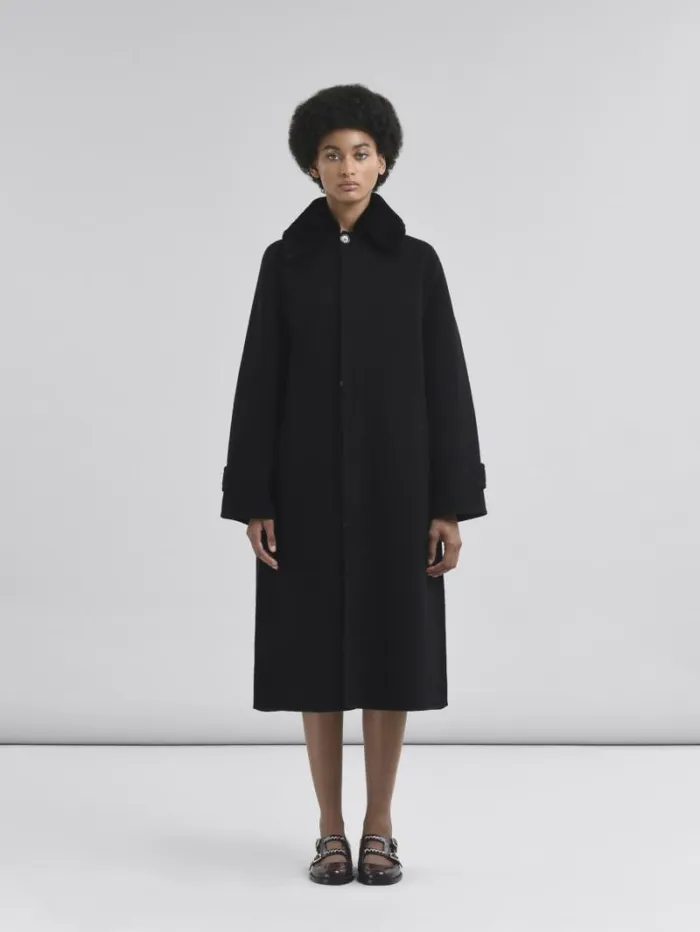 Women Marni Coats and Jackets Wool And Cashmere Coat With Shearling Collar