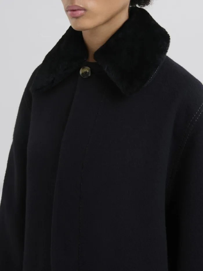 Women Marni Coats and Jackets Wool And Cashmere Coat With Shearling Collar