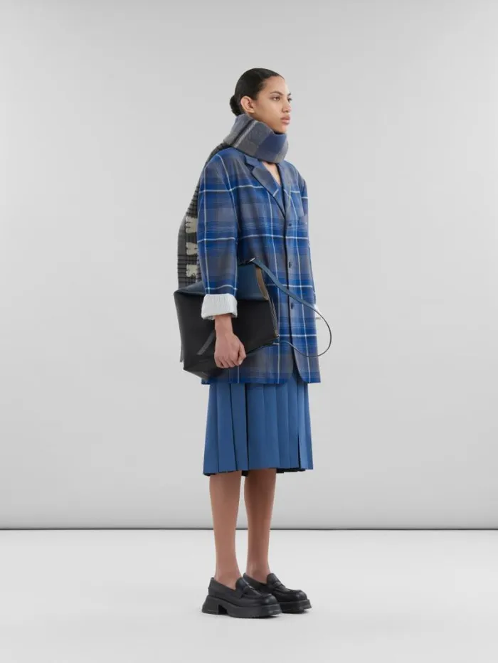 Women Marni Dresses Blue Tropical Wool Dress With Contrast Pleats