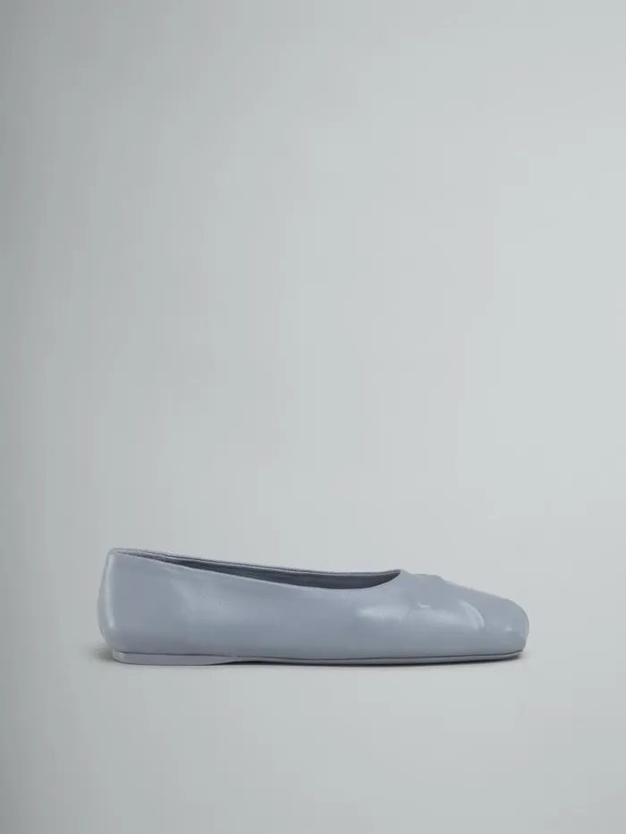 Women Marni Flats Grey Nappa Leather Seamless Little Bow Ballet Flat