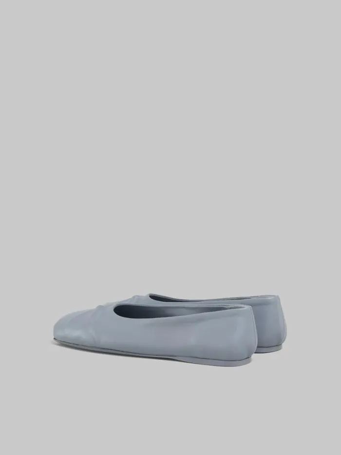 Women Marni Flats Grey Nappa Leather Seamless Little Bow Ballet Flat
