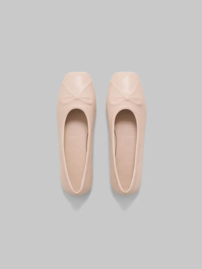 Women Marni Flats Powder Pink Nappa Leather Seamless Little Bow Ballet Flat