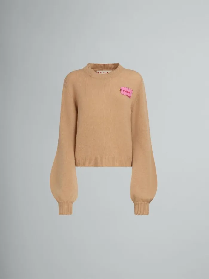 Women Marni Knitwear Brown Cashmere Jumper With Marni Mending Patch