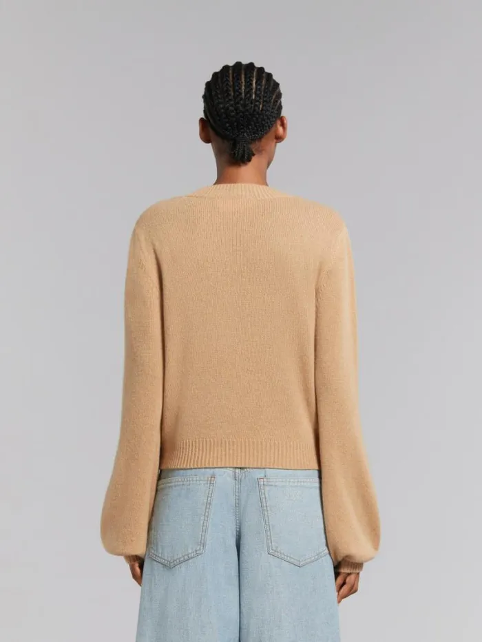 Women Marni Knitwear Brown Cashmere Jumper With Marni Mending Patch