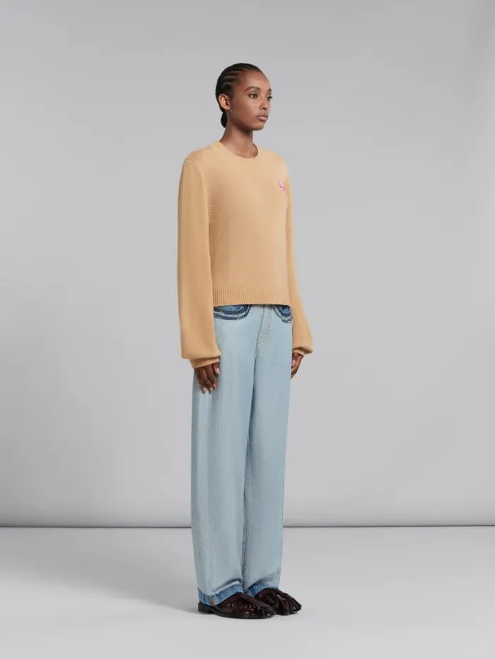 Women Marni Knitwear Brown Cashmere Jumper With Marni Mending Patch